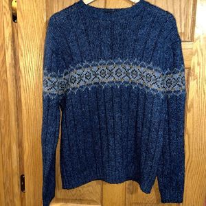 Industrial Exchange Men's L Wool Blend Blue Grey Chunky Knit Grandpa Sweater